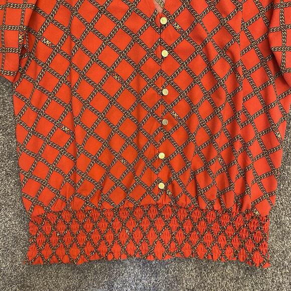 Michael Kors Women's Blouse Sea Coral Short Sleeves V-Neck Top Size S - NWT $98 - Picture 4 of 14